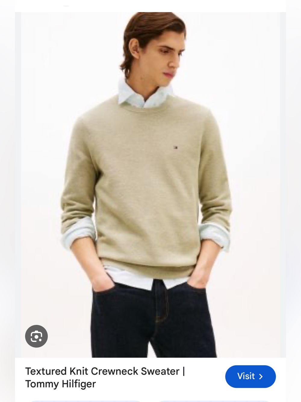 Tommy Hilfiger Men's Beige Textured Crewneck Sweater 💯% cotton - medium
